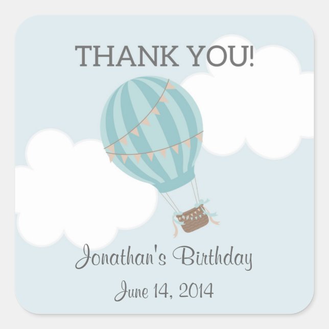 Hot Air Balloon Birthday Stickers (Front)
