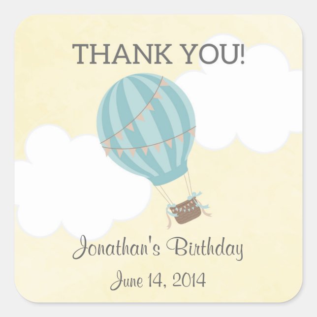 Hot Air Balloon Birthday Stickers (Front)