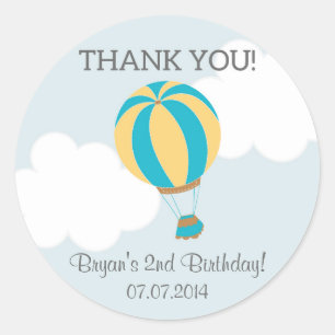 Hot Air Balloon Birthday Thank You Stickers