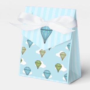 Hot Air Balloon Blue and Green Cloudy Sky Favour Box