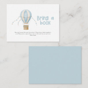 Hot air balloon blue baby shower bring a book  card
