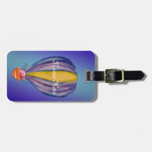 Hot Air Balloon Blue Background Custom Luggage Tag
