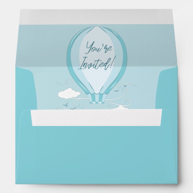 Hot Air Balloon Blue Boy Envelope (Back (Bottom))