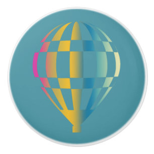 Hot Air Balloon Blue Ceramic Knob