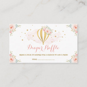 Hot Air Balloon Blush Floral Baby Diaper Raffle Enclosure Card