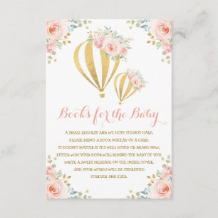 Hot Air Balloon Blush Pink Floral Books for Baby Enclosure Card