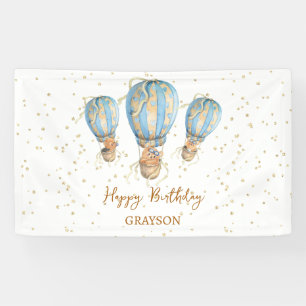 Hot Air Balloon Boho Happy Birthday Banner