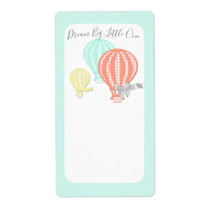 Hot Air Balloon Book Tags Aqua and Coral Gingham