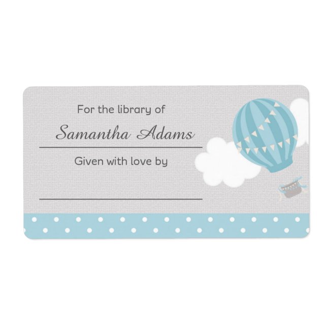 Hot Air Balloon Bookplate Label Sticker (Front)