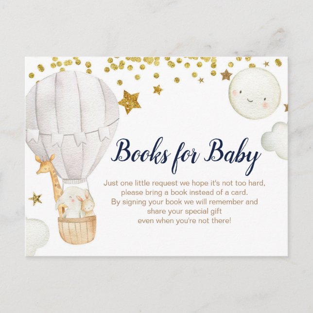 Hot air balloon Books for baby Invitation (Front)