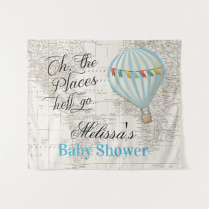 Hot Air Balloon Boy Baby Shower Backdrop Tapestry