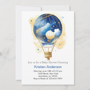 Hot Air Balloon Boy Baby Shower Invitation
