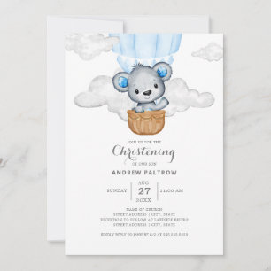 Hot Air Balloon Boy Christening Invitation