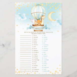 Hot Air Balloon Boy Cute Baby Animals Match Game