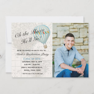 Hot Air Balloon Boy Graduation Invitation