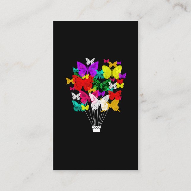 Hot air balloon butterfly cloud sky business card (Front)
