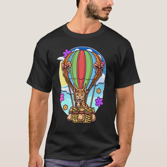 Hot Air Balloon Canada Lynx Cat Exotic Animals Cut T-Shirt (Front)