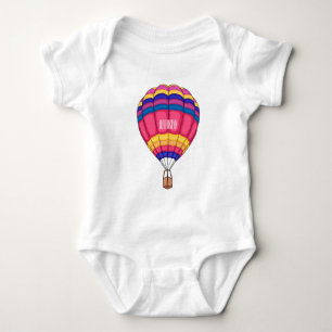 Hot air balloon cartoon illustration  baby bodysuit