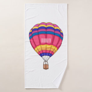 Hot air balloon cartoon illustration  bath towel set