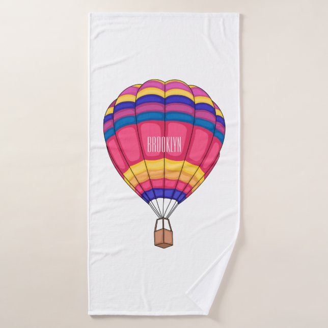 Hot air balloon cartoon illustration  bath towel set (Bath Towel)