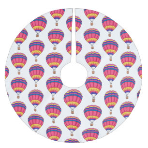 Hot air balloon cartoon illustration brushed polyester tree skirt