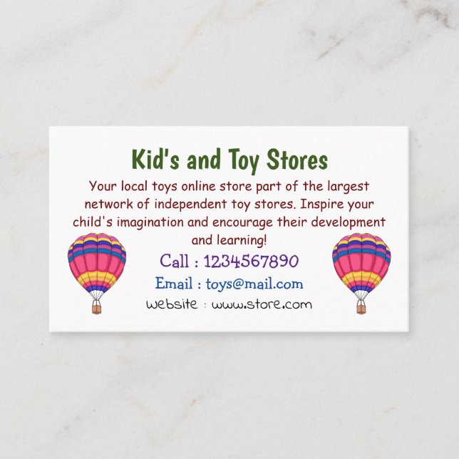 Hot air balloon cartoon illustration business card (Front)