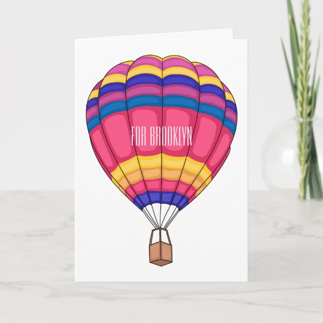 Hot air balloon cartoon illustration card (Front)