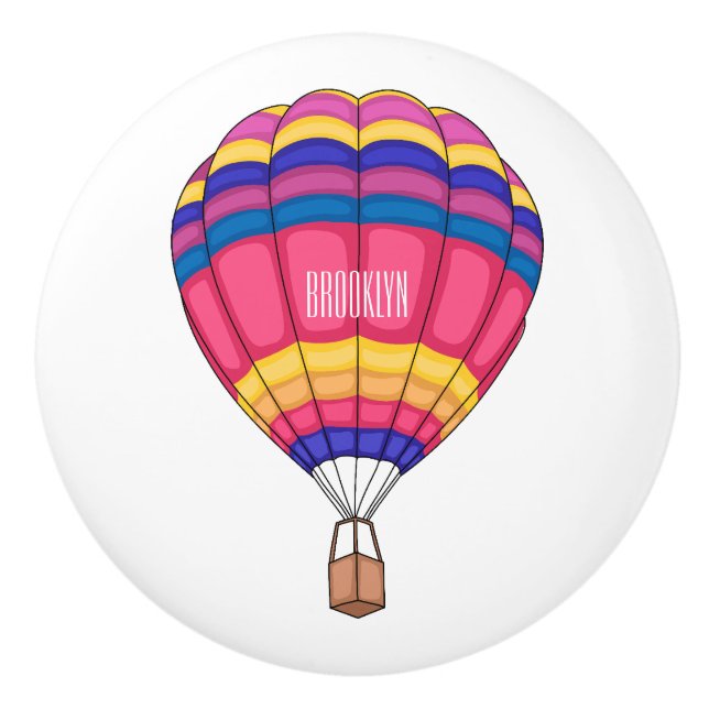 Hot air balloon cartoon illustration  ceramic knob (Front)