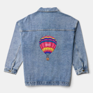 Hot air balloon cartoon illustration denim jacket