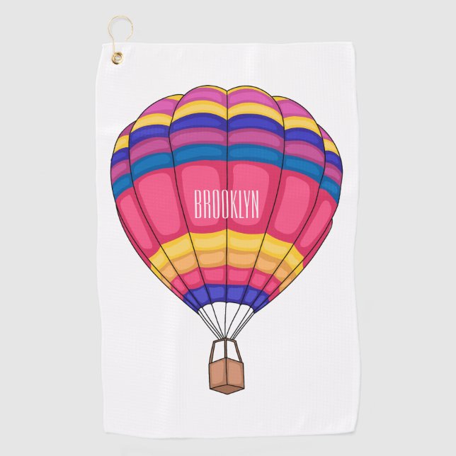 Hot air balloon cartoon illustration golf towel (Front)