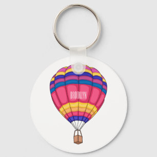 Hot air balloon cartoon illustration key ring