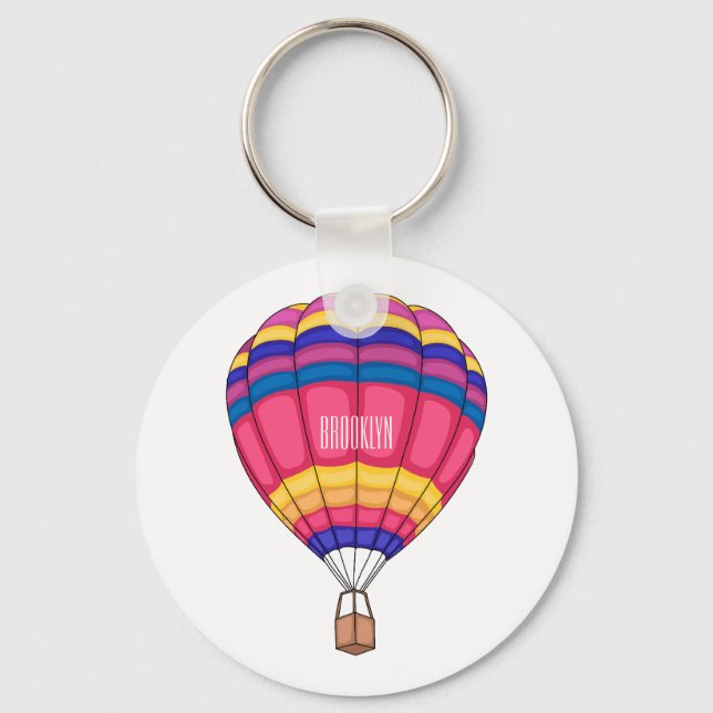 Hot air balloon cartoon illustration key ring (Front)