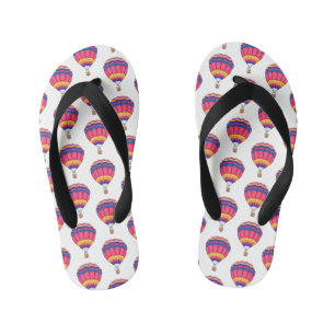 Hot air balloon cartoon illustration kid's flip flops