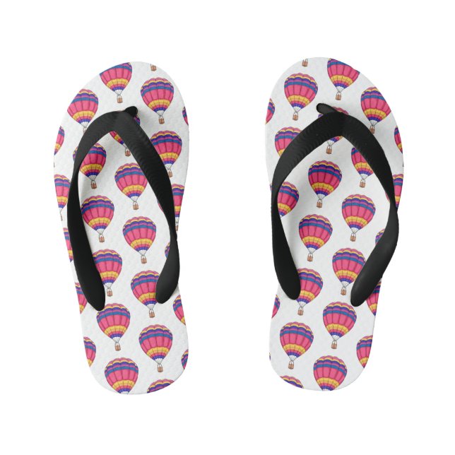 Hot air balloon cartoon illustration kid's flip flops (Footbed)