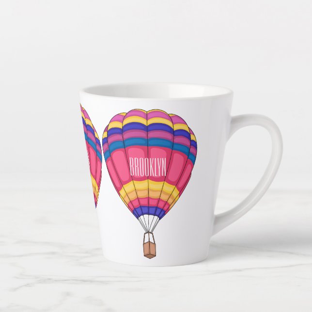 Hot air balloon cartoon illustration  latte mug (Right)