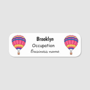 Hot air balloon cartoon illustration name tag