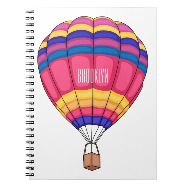 Hot air balloon cartoon illustration  notebook (Front)