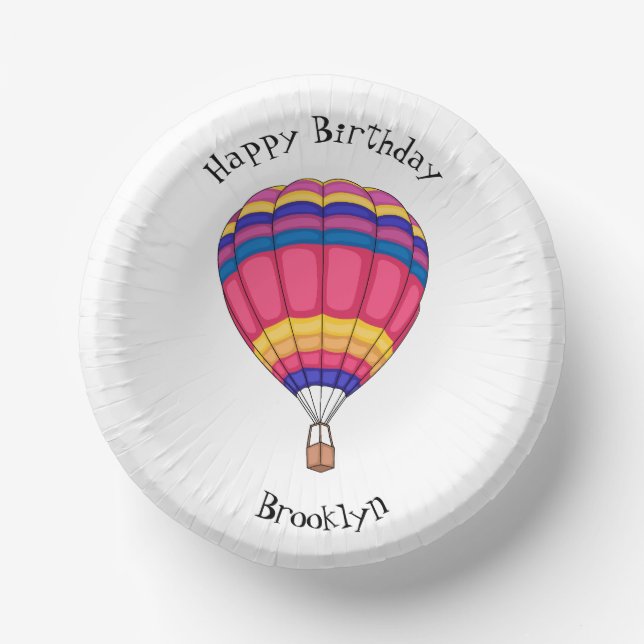 Hot air balloon cartoon illustration paper plate (Front)