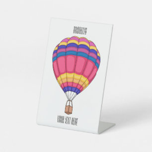 Hot air balloon cartoon illustration pedestal sign