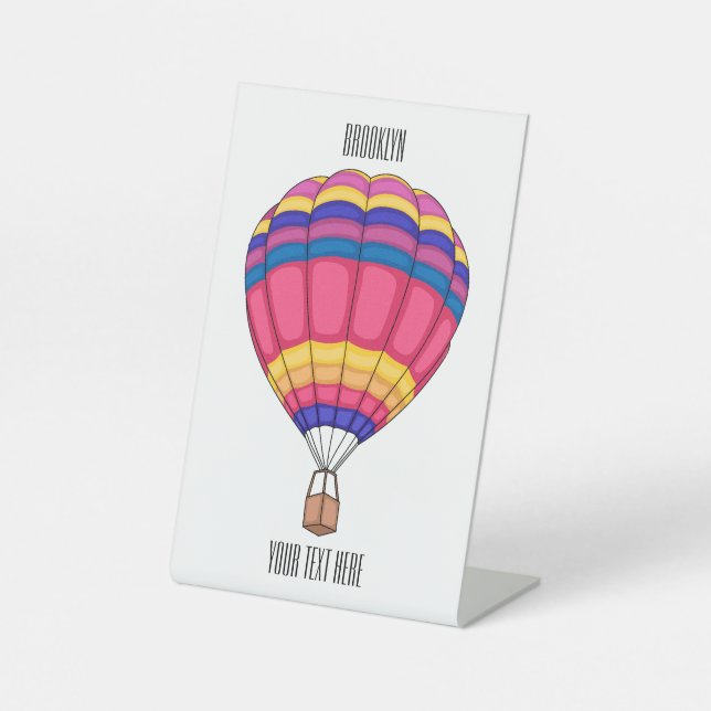 Hot air balloon cartoon illustration pedestal sign (Front)