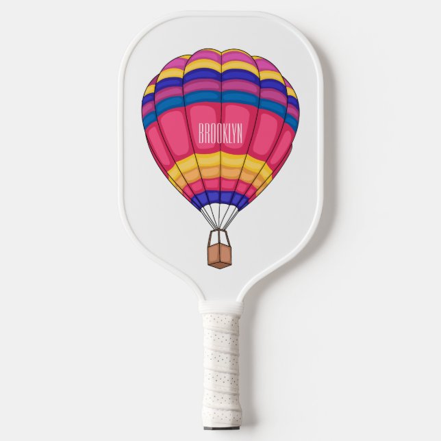Hot air balloon cartoon illustration  pickleball paddle (Front)
