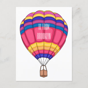 Hot air balloon cartoon illustration postcard