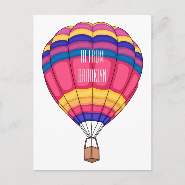Hot air balloon cartoon illustration postcard (Front)