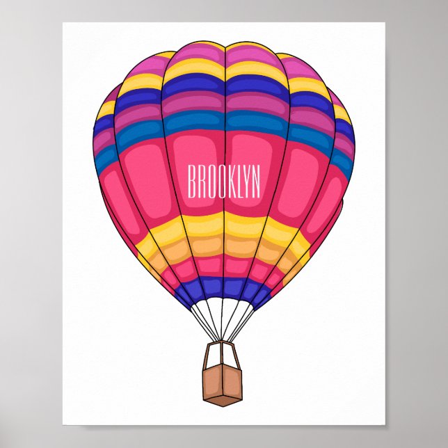 Hot air balloon cartoon illustration poster (Front)
