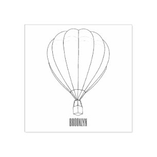 Hot air balloon cartoon illustration  rubber stamp