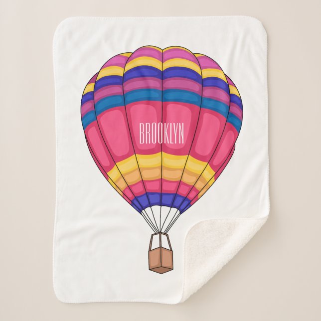 Hot air balloon cartoon illustration sherpa blanket (Front)