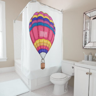 Hot air balloon cartoon illustration shower curtain