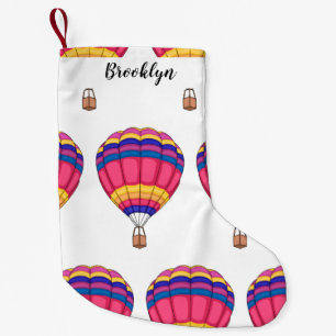 Hot air balloon cartoon illustration small christmas stocking