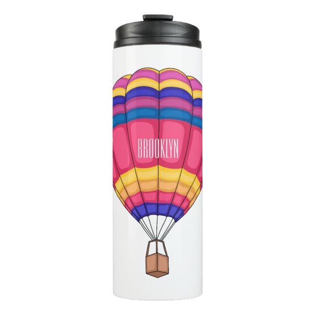 Hot air balloon cartoon illustration thermal tumbler (Front)