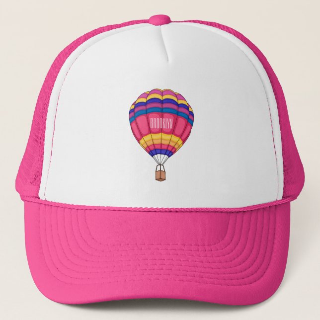 Hot air balloon cartoon illustration trucker hat (Front)